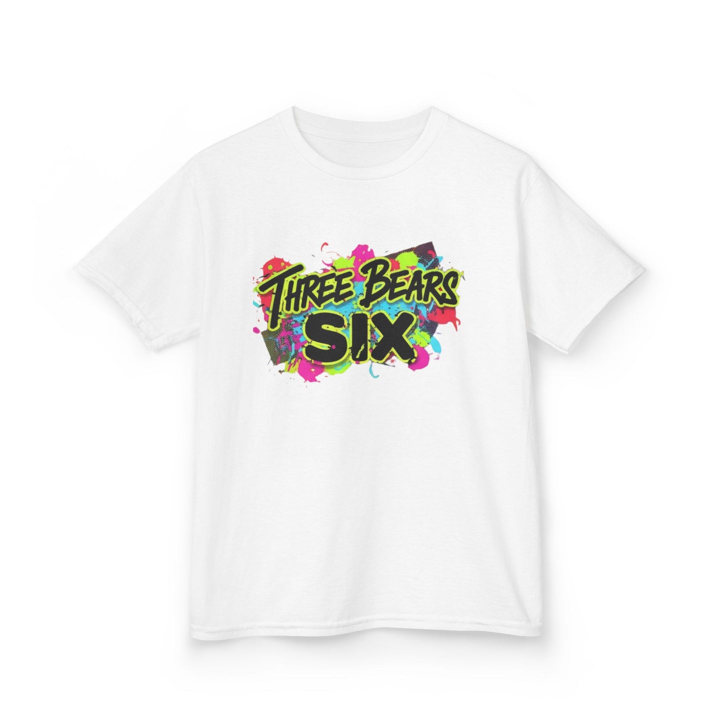 Kids T-Shirt — 'Three Bears Six' Neon Graffiti Birthday Tee