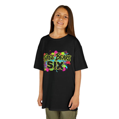 Kids T-Shirt — 'Three Bears Six' Neon Graffiti Birthday Tee