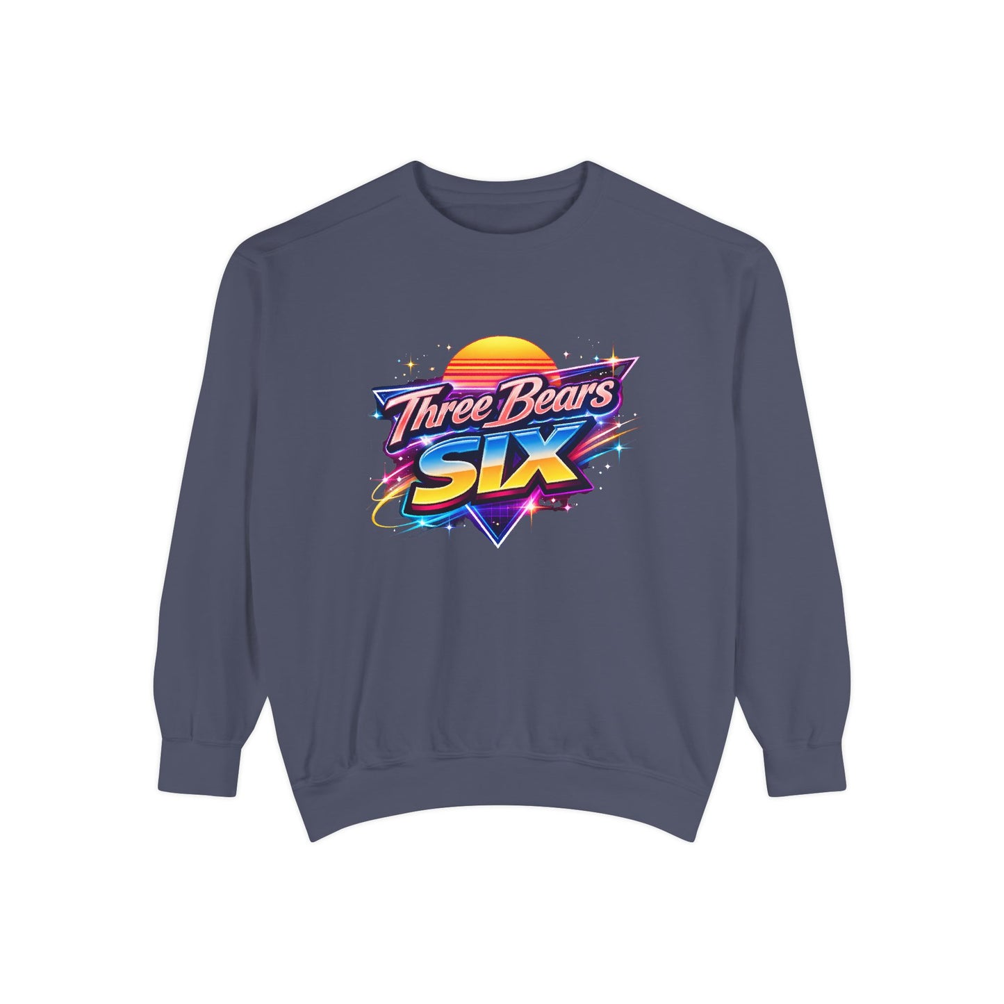 Three Bears Six Retro Logo Sweatshirt — 80s Sunset Graphic Pullover