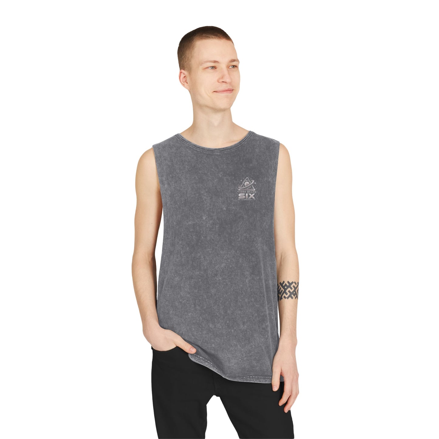 Stonewash Tank Top — "Three Bears Six" Planet Logo