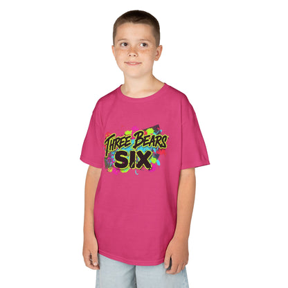 Kids T-Shirt — 'Three Bears Six' Neon Graffiti Birthday Tee