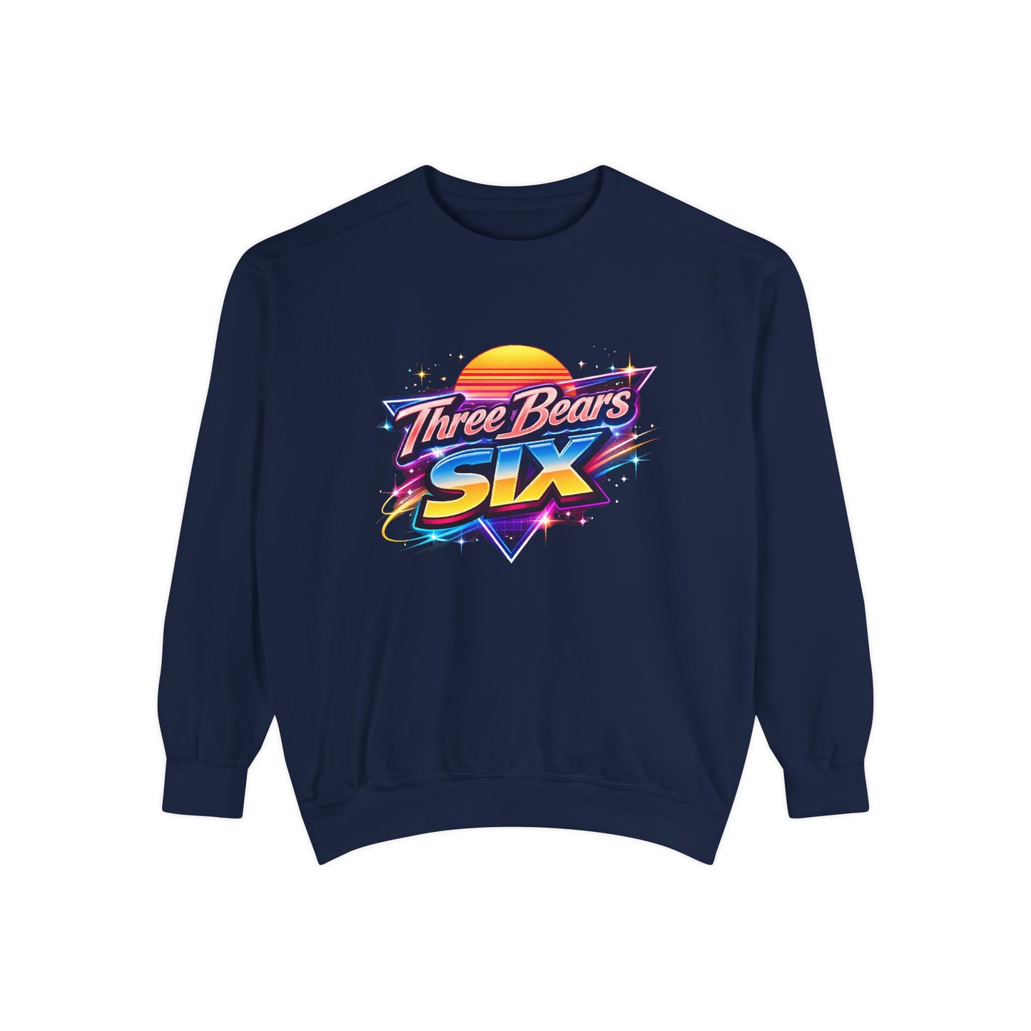 Three Bears Six Retro Logo Sweatshirt — 80s Sunset Graphic Pullover