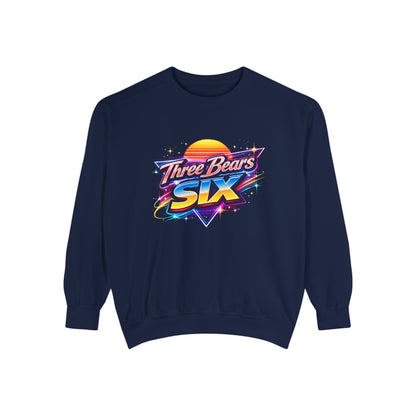 Three Bears Six Retro Logo Sweatshirt — 80s Sunset Graphic Pullover