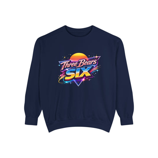 Three Bears Six Retro Logo Sweatshirt — 80s Sunset Graphic Pullover