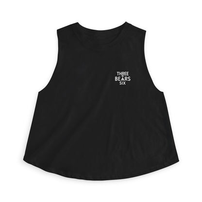 Women's Crop Top - Minimal 'Three Bears Six' Pocket Logo Tank