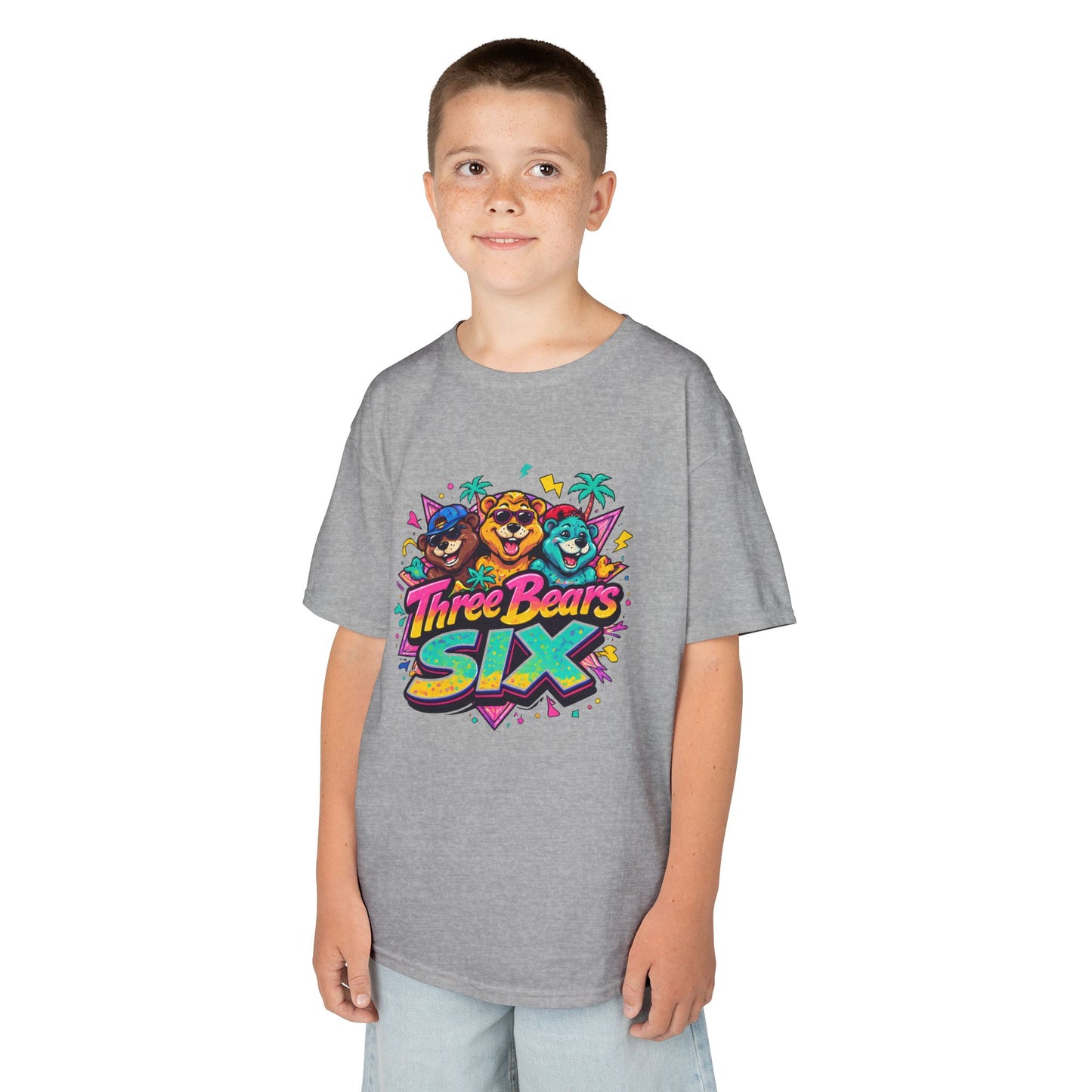 Three Bears SIX - Colourful Retro Cartoon Bear Birthday Tee