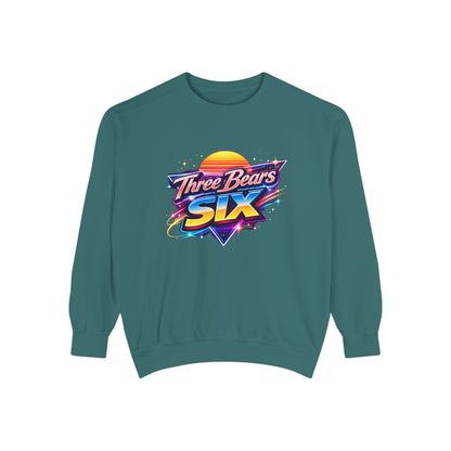 Three Bears Six Retro Logo Sweatshirt — 80s Sunset Graphic Pullover