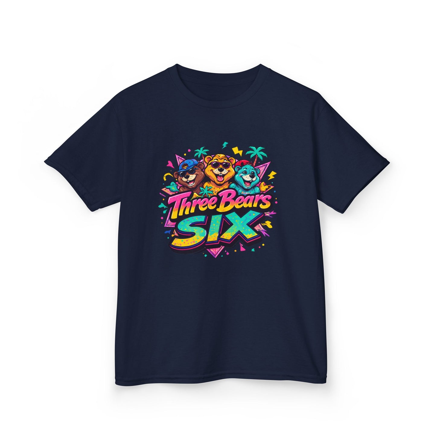 Three Bears SIX - Colourful Retro Cartoon Bear Birthday Tee