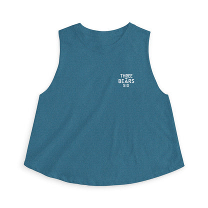 Women's Crop Top - Minimal 'Three Bears Six' Pocket Logo Tank