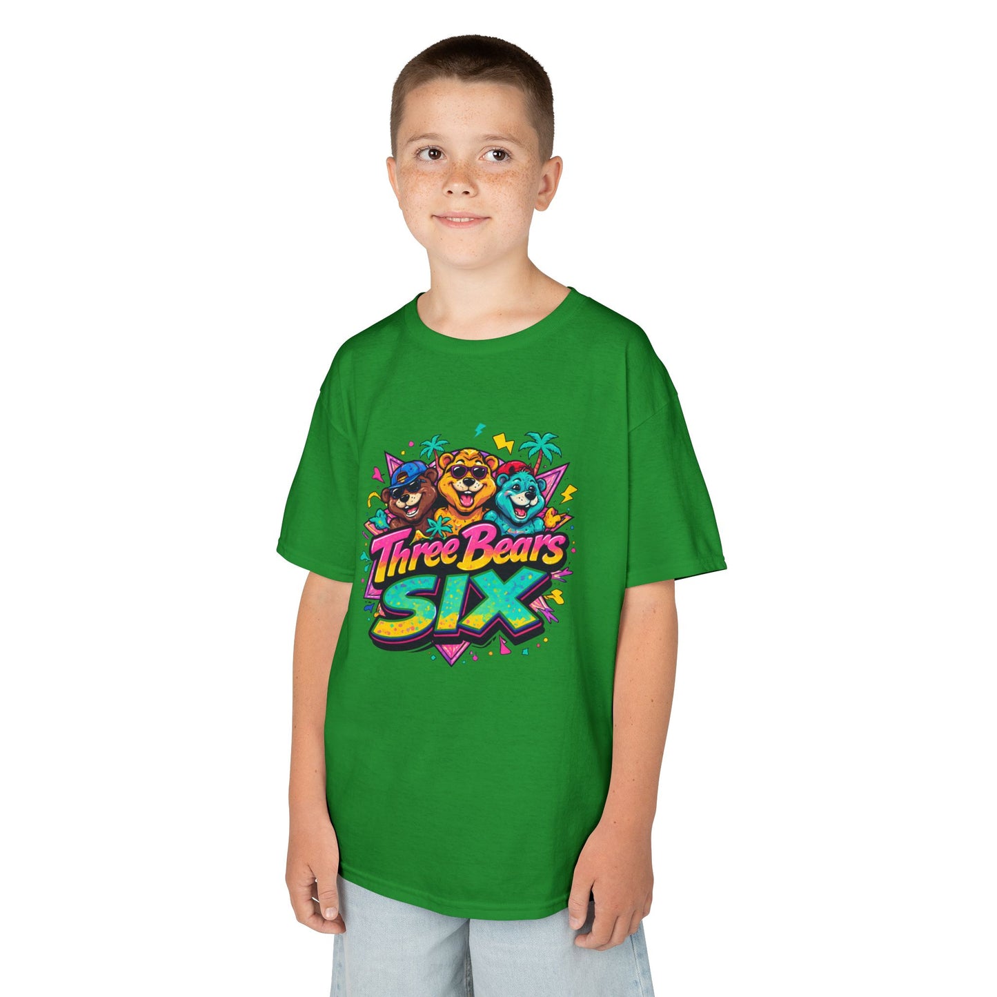 Three Bears SIX - Colourful Retro Cartoon Bear Birthday Tee