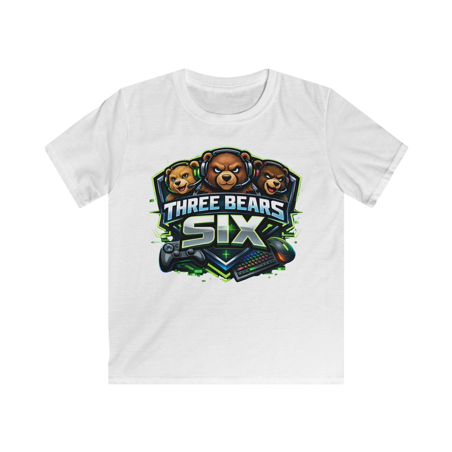 Kids Tee — 'Three Bears Six' Gaming Mascot Design