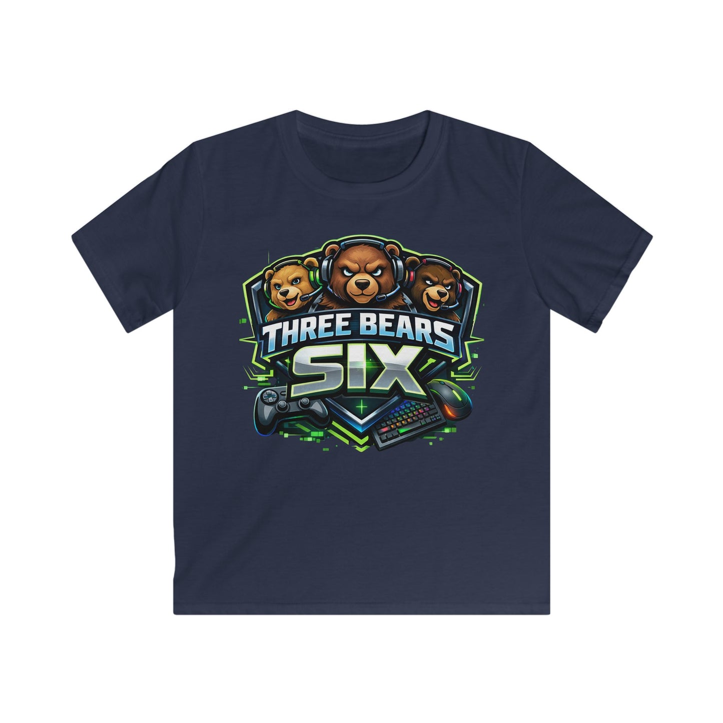 Kids Tee — 'Three Bears Six' Gaming Mascot Design