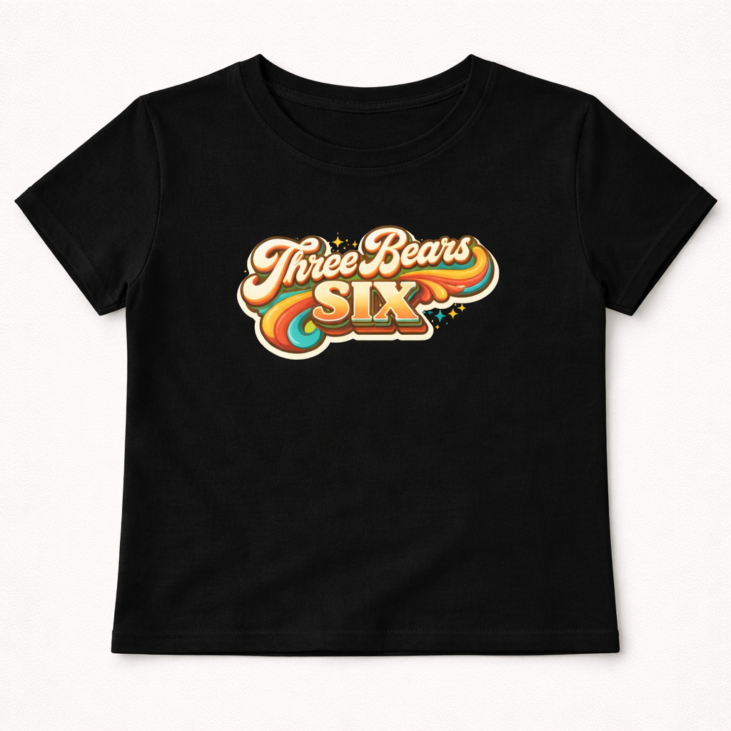 Three Bears Six Vintage Retro Crop Tee