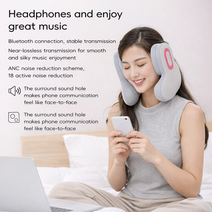 Smart 4-in-1 Travel Neck Pillow with ANC Headphones