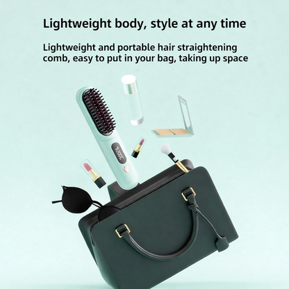 Cordless Ceramic Hair Straightener Brush — Curl & Smooth Anywhere