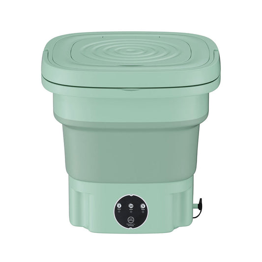 Devanti foldable washing machine, side view with drain hose
