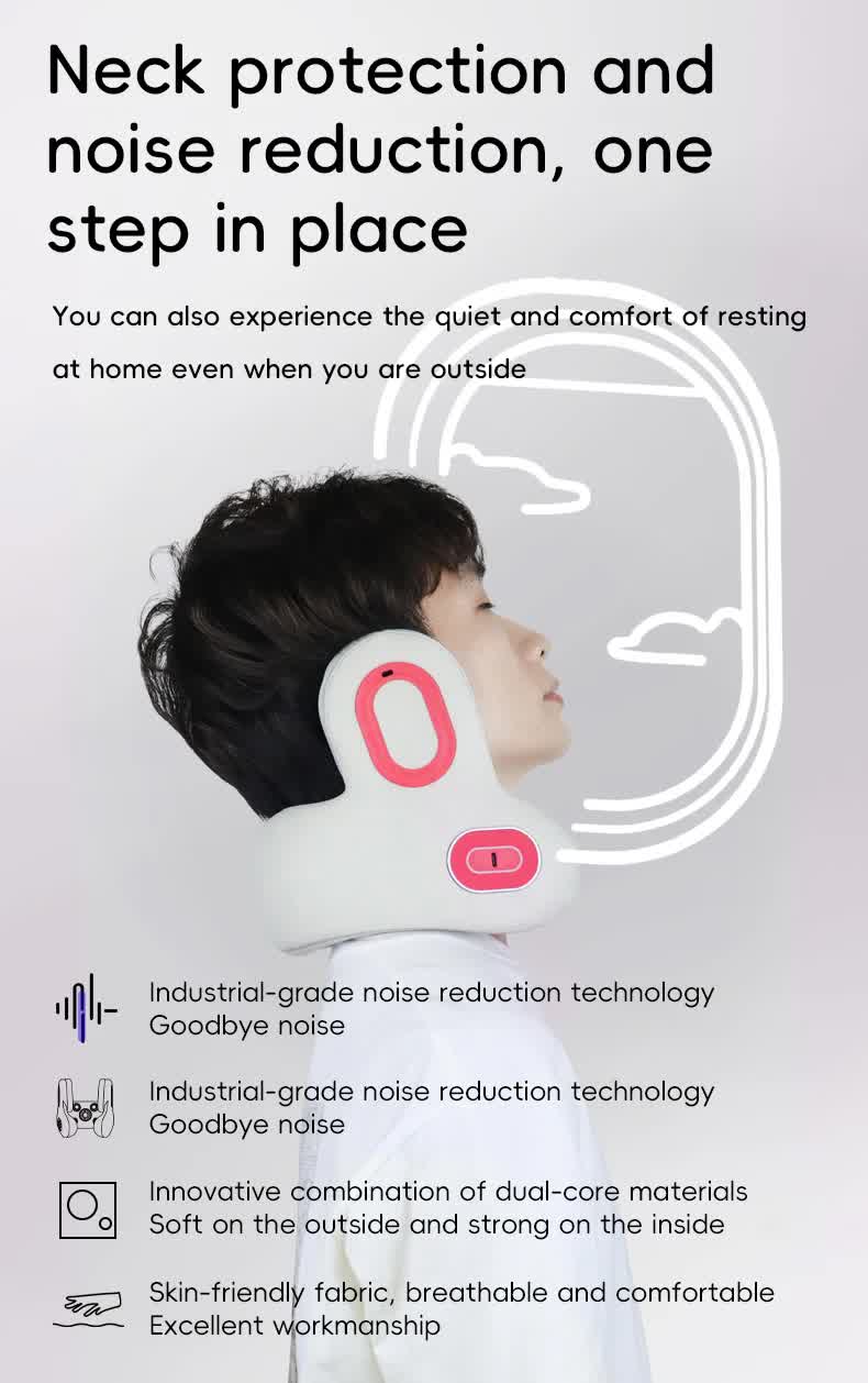 Smart 4-in-1 Travel Neck Pillow with ANC Headphones