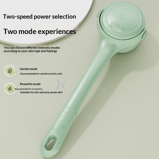 Electric bath brush with two speed settings, gentle and powerful