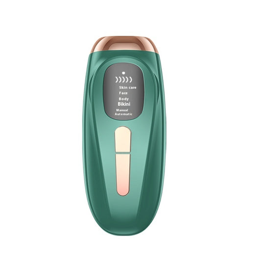 IPL Hair Removal Device in FYB502BG Dark Green, front view with mode display