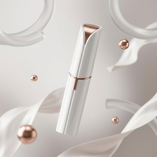 White facial hair remover with rose-gold trim